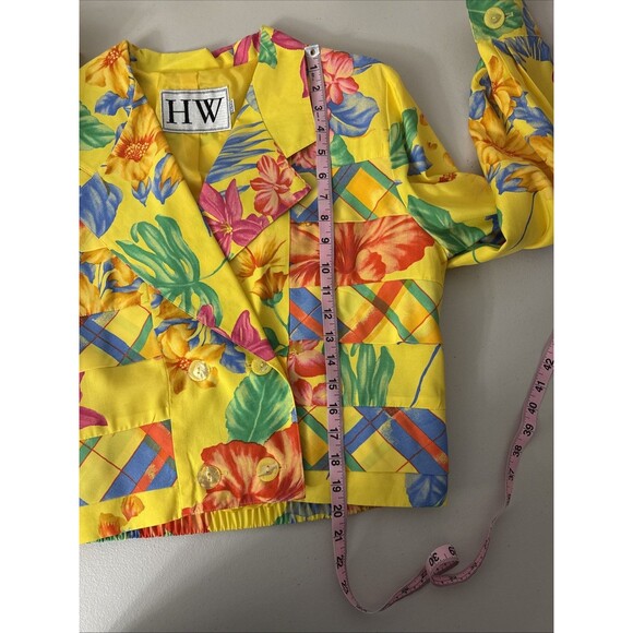 HW Yellow Floral Vest Size 12 with Jacket Size 4 Vintage Tropical Vacation - Picture 16 of 16